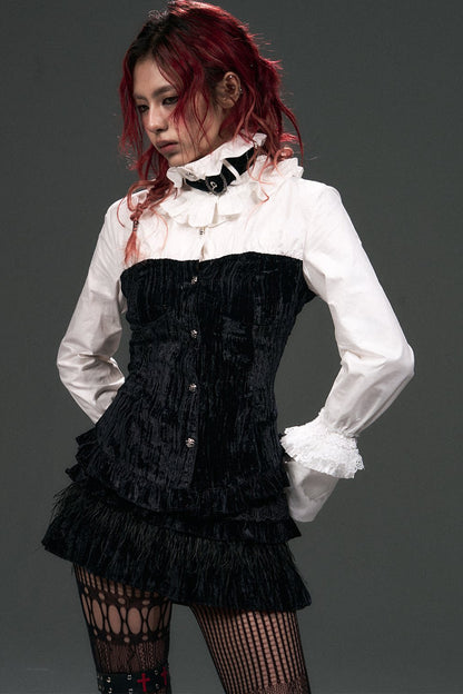 Retro Punk Velvet Bell Sleeve Shirt