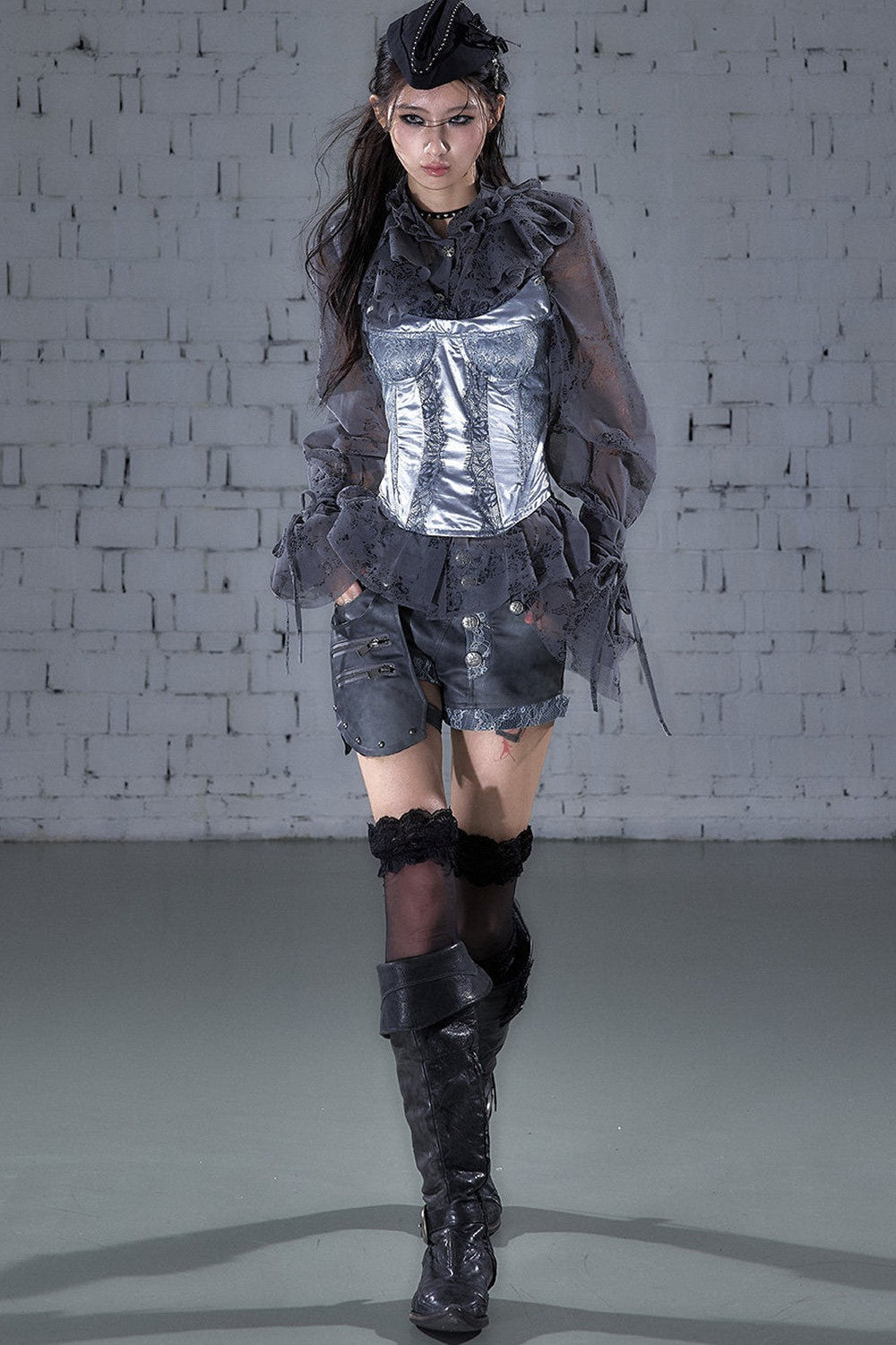 Asymmetrical Detachable Leather Shorts