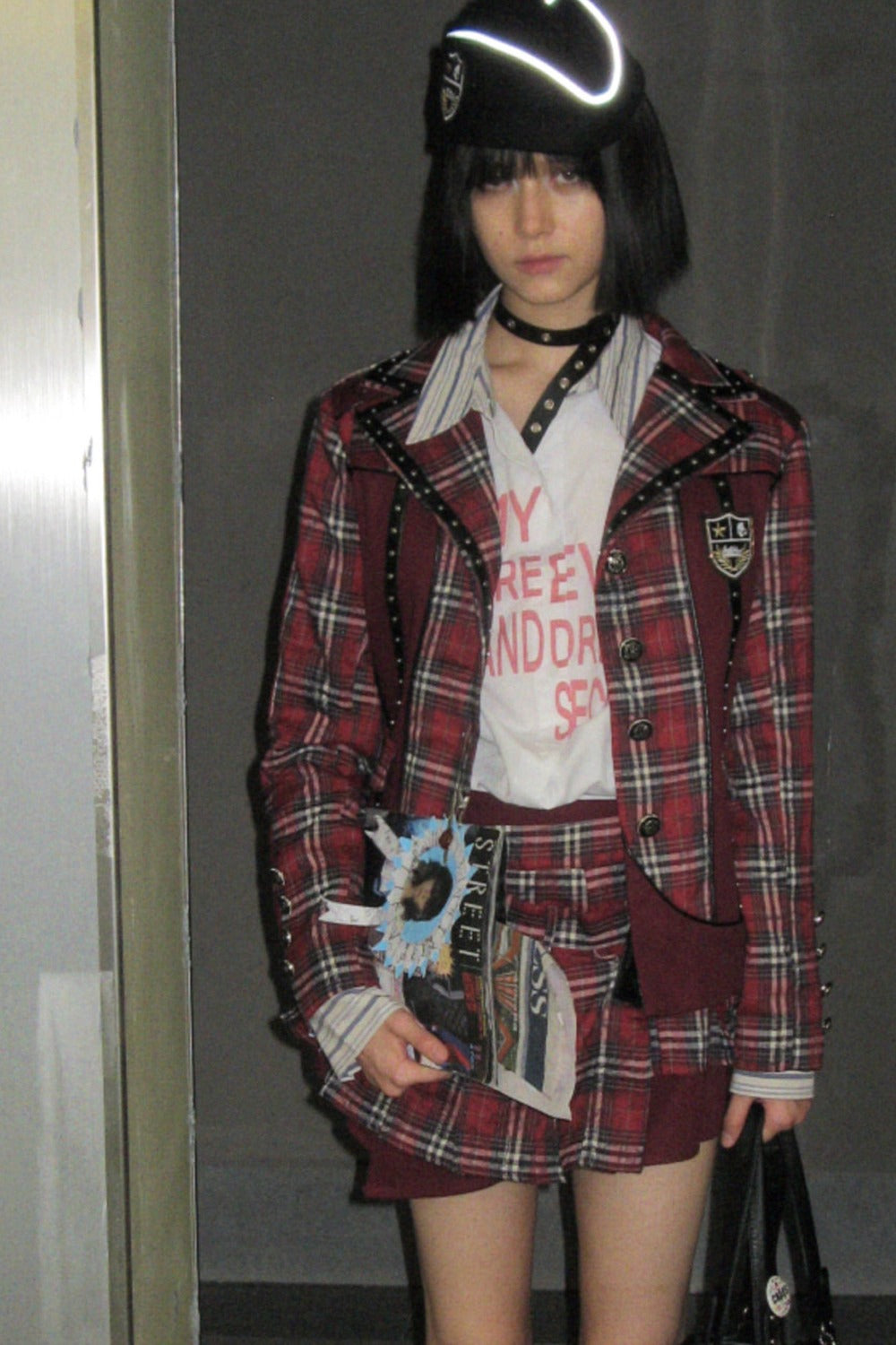 Punk Badge Plaid Jacket