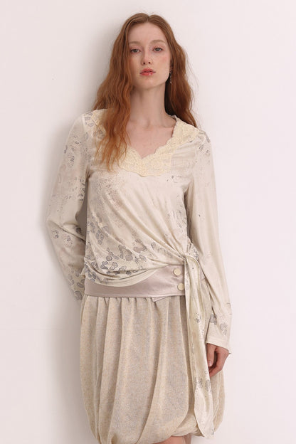 Oatmeal Oil Painting Texture Irregular Skirt