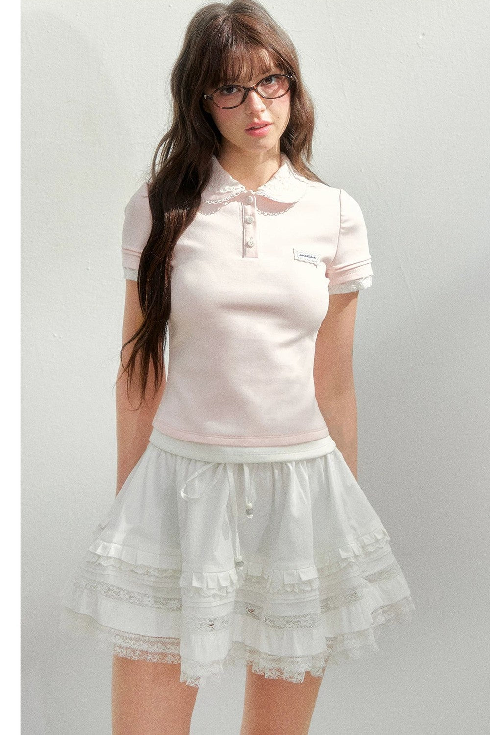 Embroidered Pink Polo Blouse