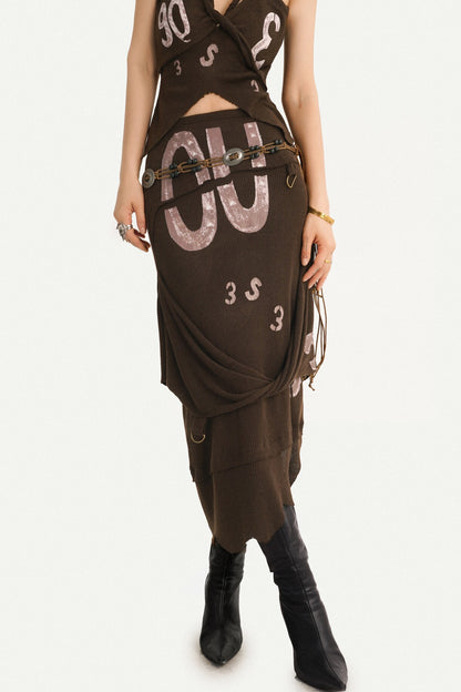 90s Cutout Knit Vest and Skirt Set-Up