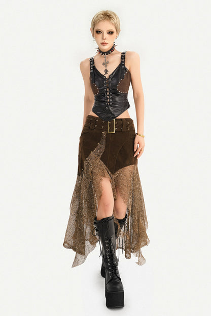Steampunk-Wildleder-Patchwork-Rock