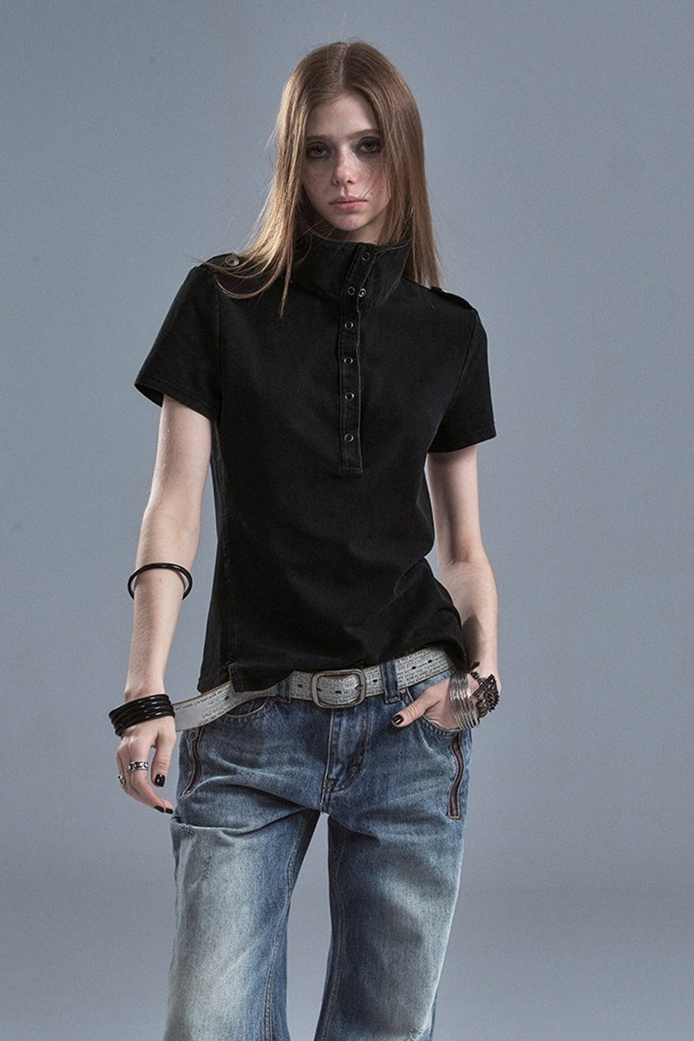 Distressed Pique Texture T-Shirt