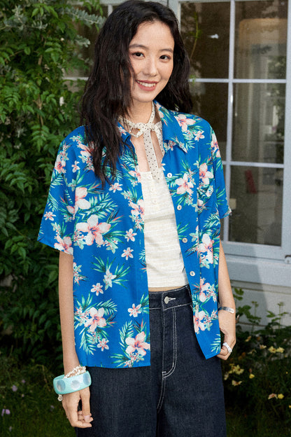 Bougainvillea Print Summer Blouse
