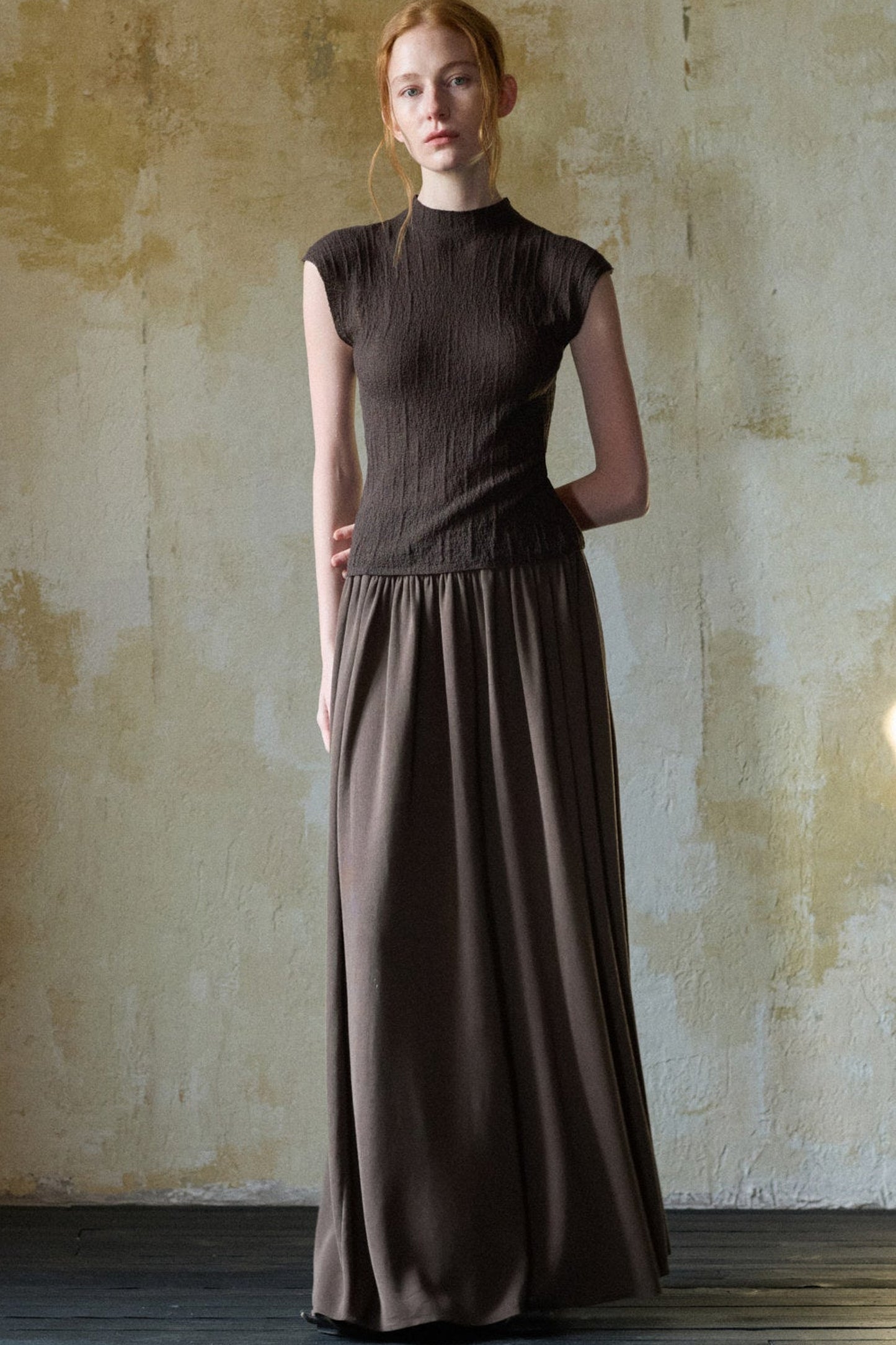 Coffee Tencel Knitted Top