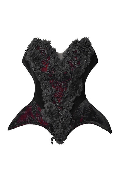 Ensemble blouse corset gothique en velours cramoisi