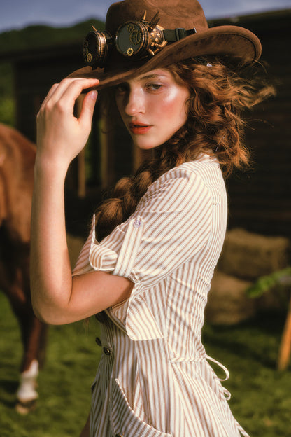 Long Striped Nautical Shirt Dress Set-Up