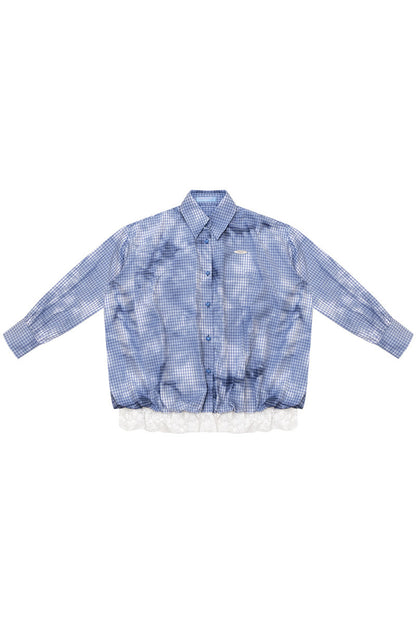 Blue Plaid Lace Blouse