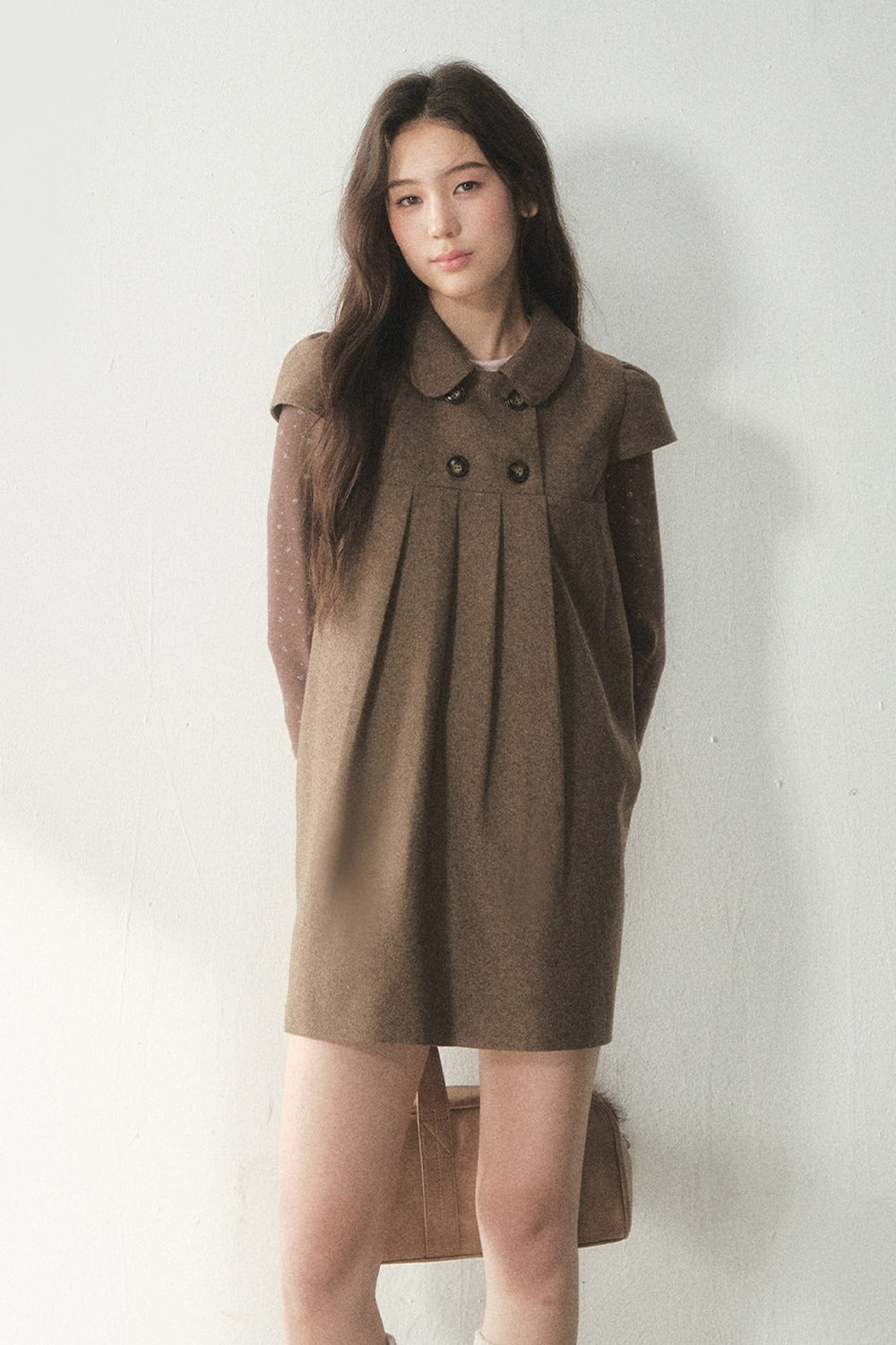 Chestnut Letterhead Merino Wool Dress