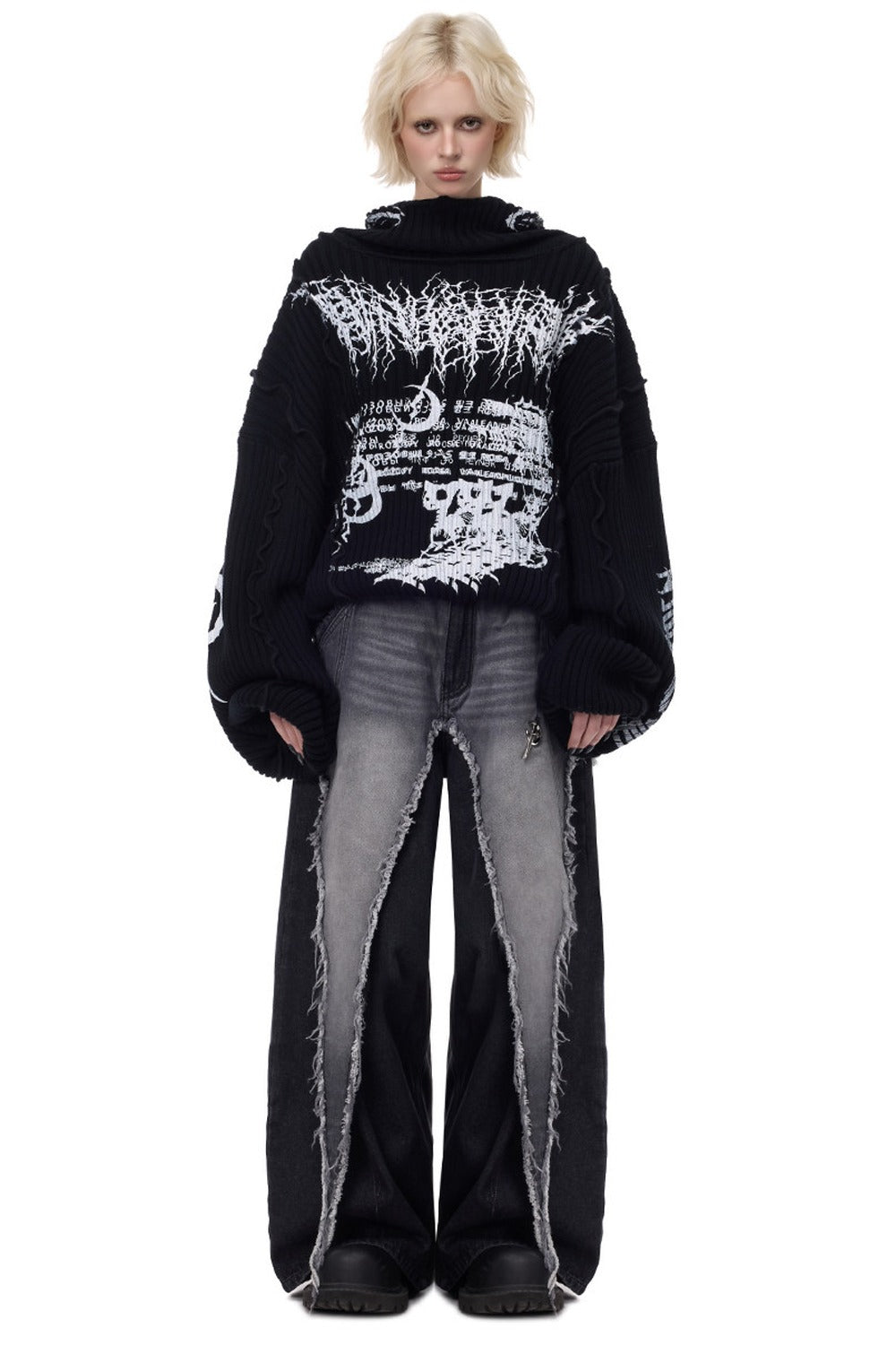 Y2K Patchwork Hooded Knit Hoodie