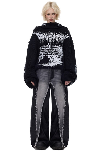 Y2K Patchwork Hooded Knit Hoodie