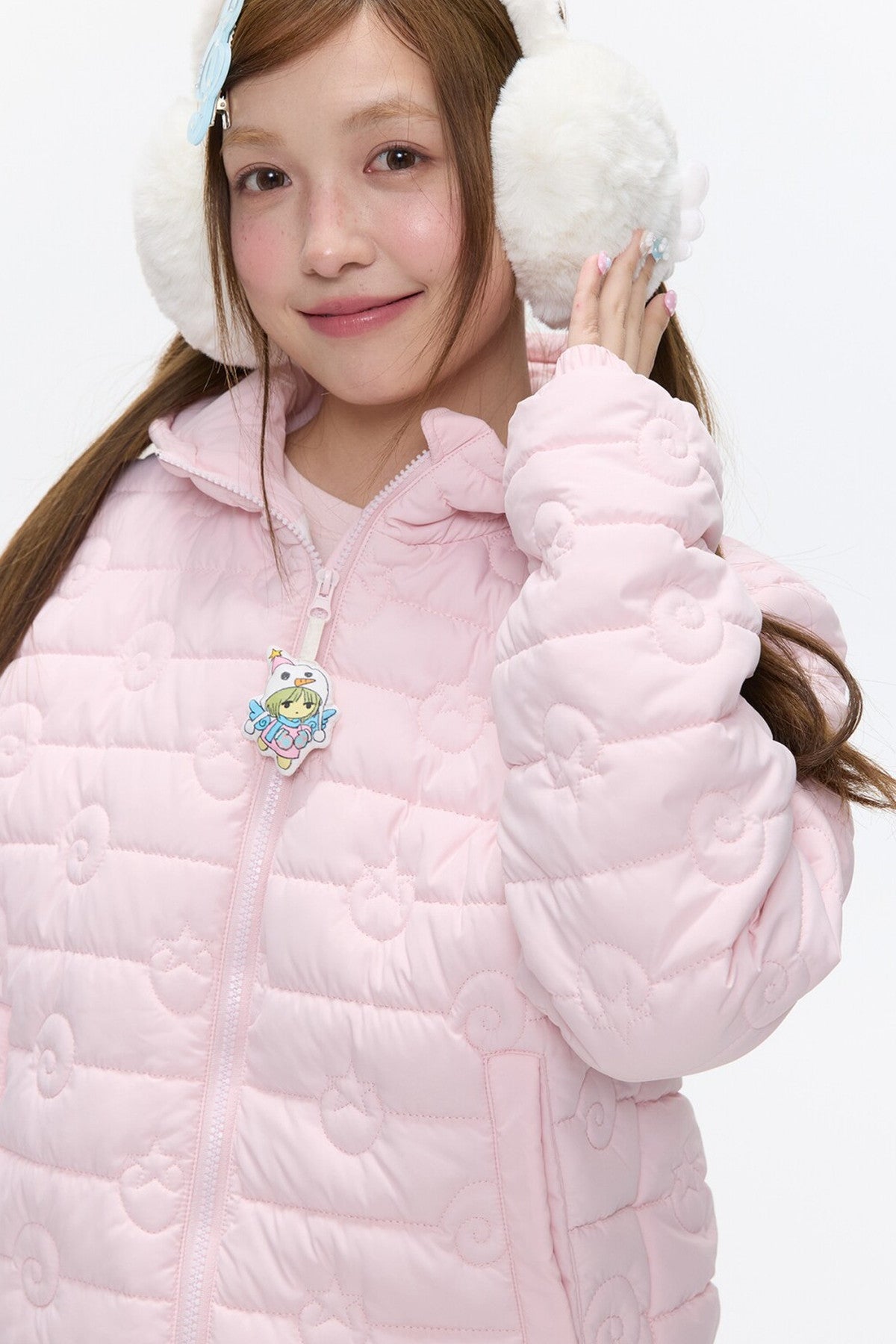Strawberry Swirl Quilted Hooded Jacket