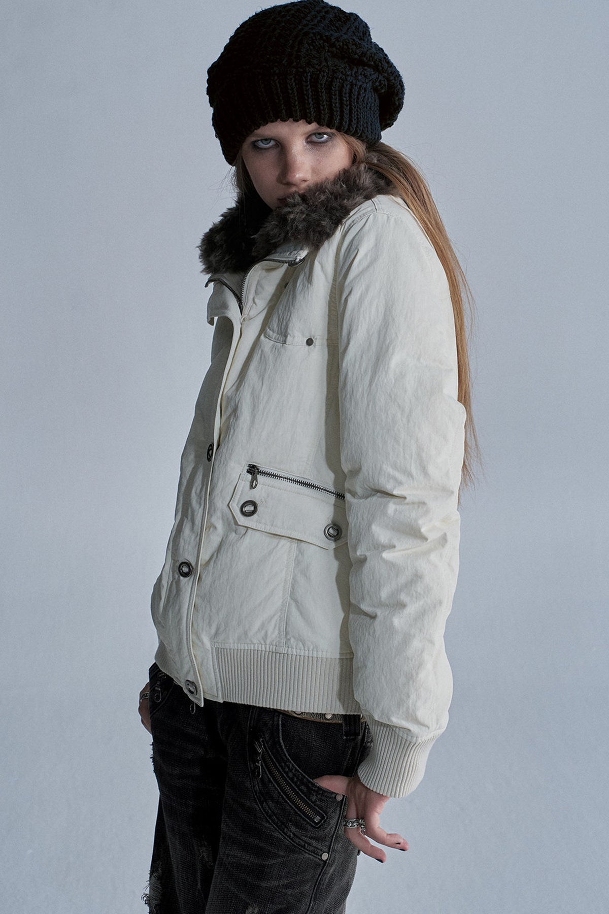 Stand Collar Fur Collar Down Jacket