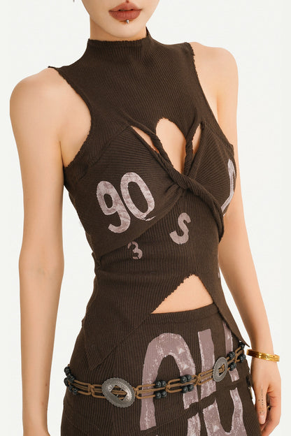 90s Cutout Knit Vest and Skirt Set-Up