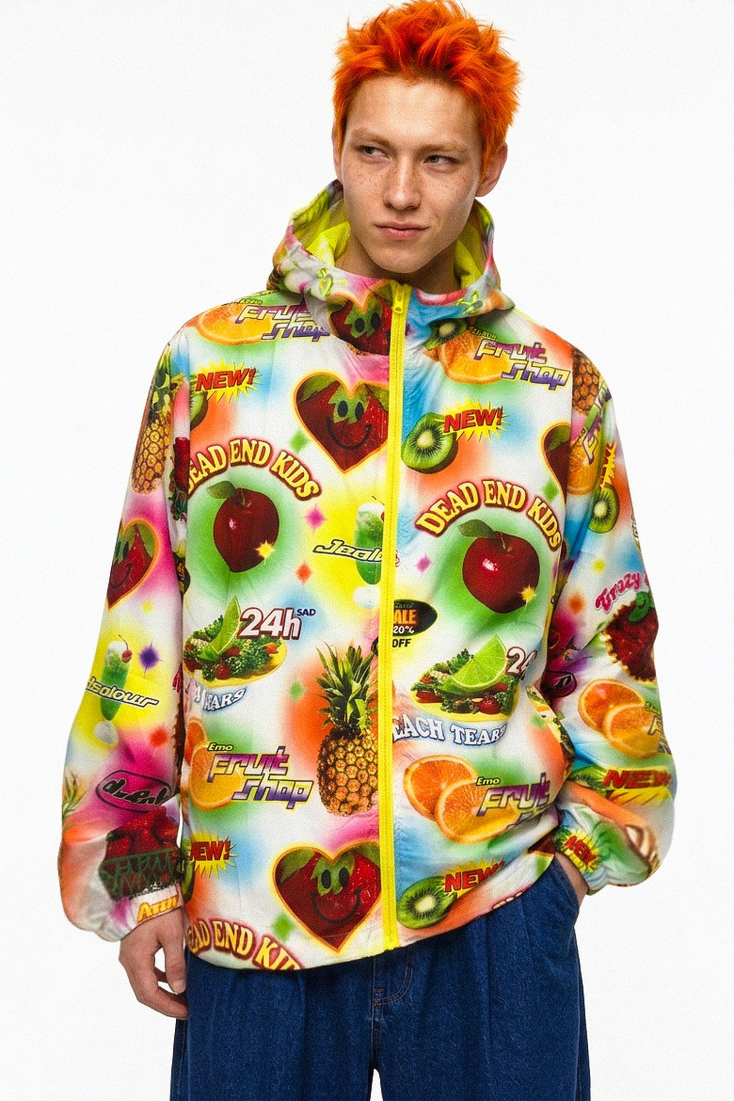 Teflon coupe-vent à capuche imprimé fruits