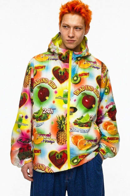 Teflon coupe-vent à capuche imprimé fruits