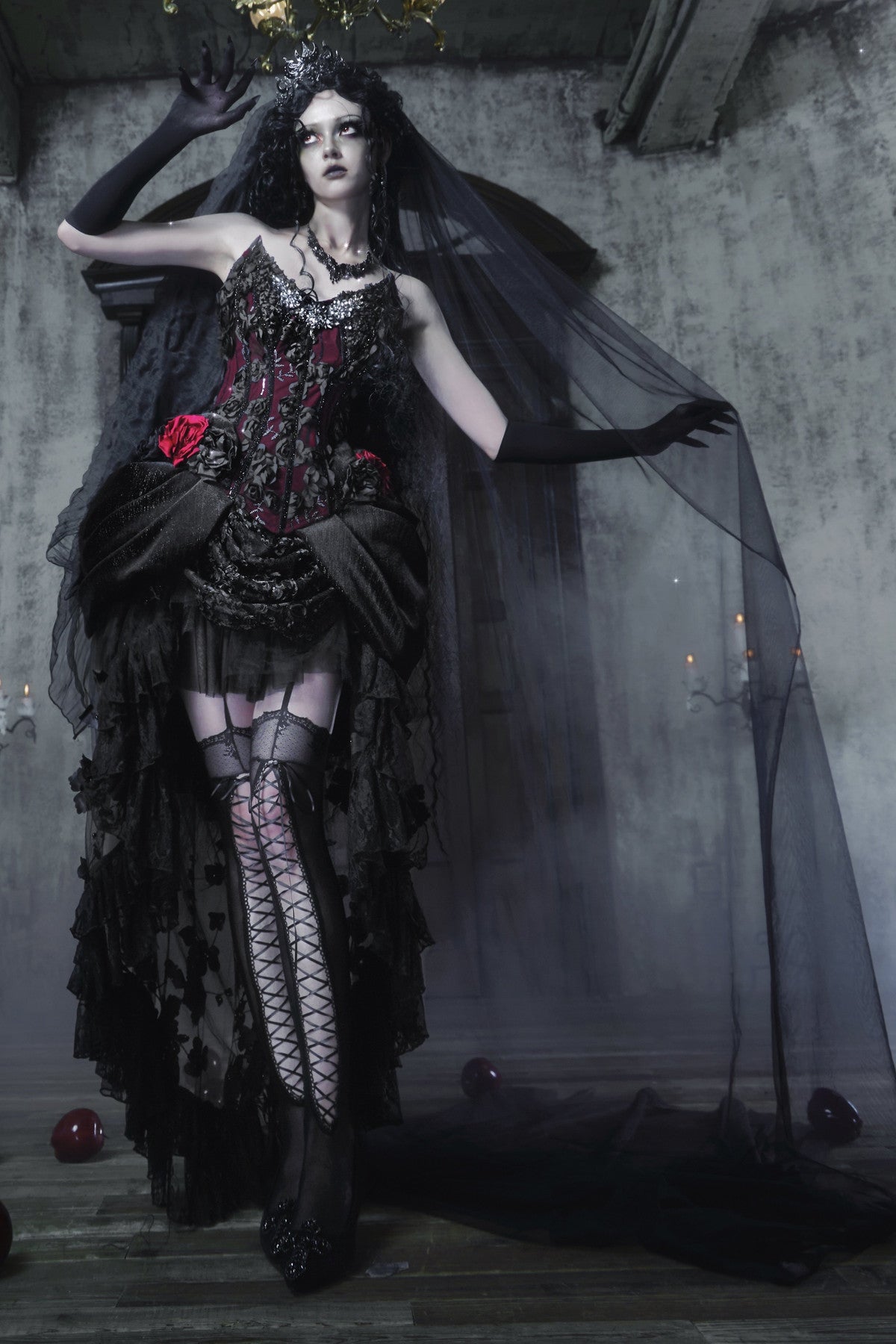 Gothic Velvet Fishbone Corset Set-Up
