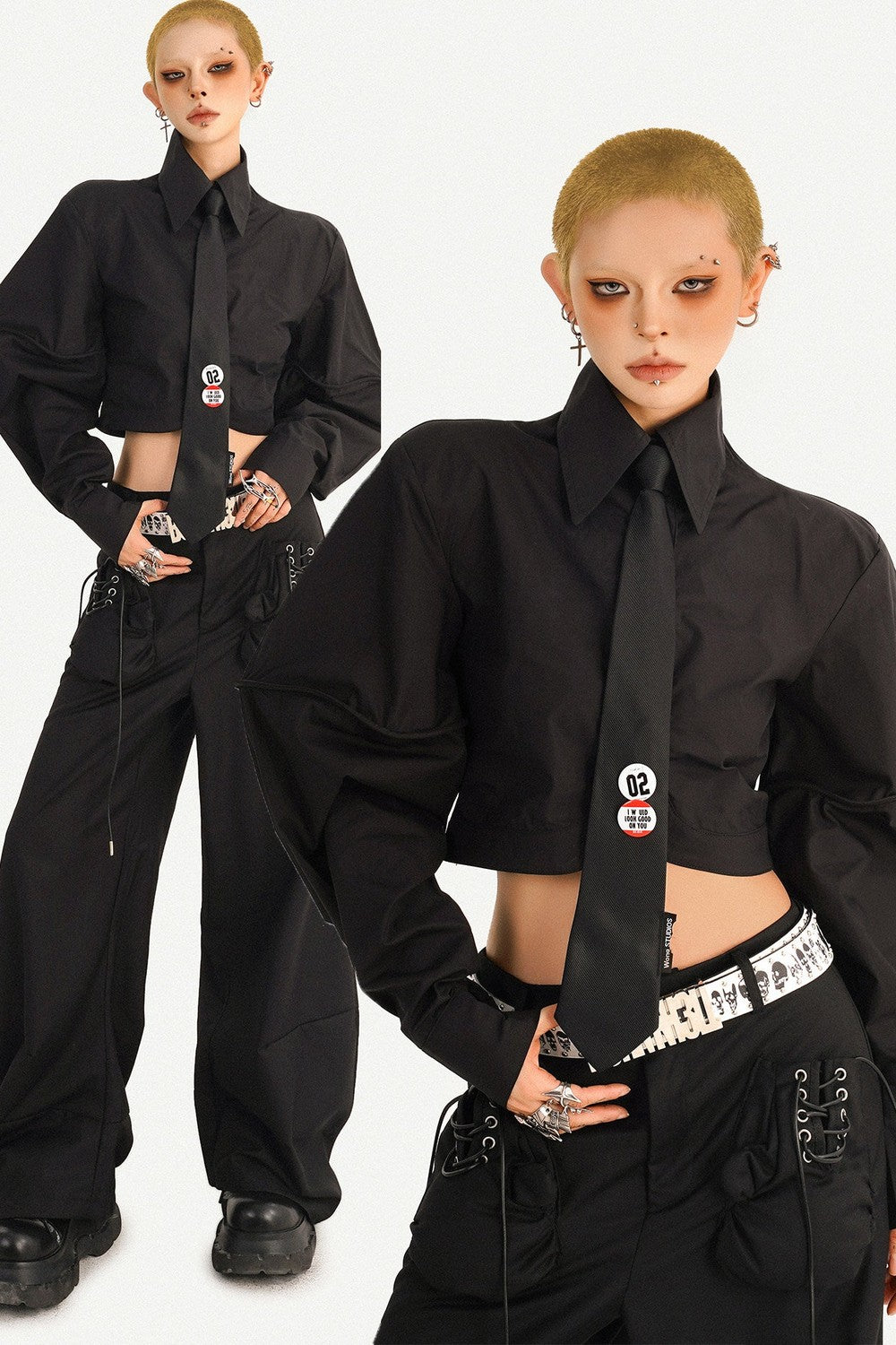 Dark Style Lace-Up Shirt