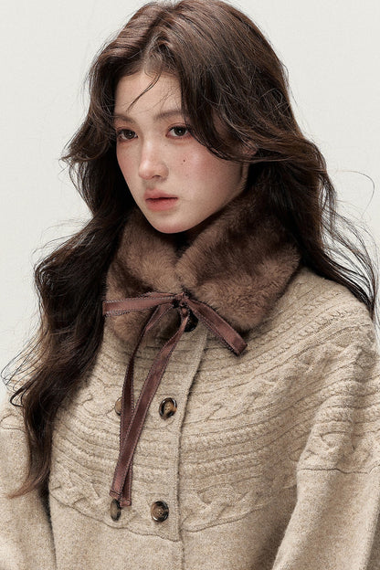 Retro Girl Bow Eco-Friendly Fur Collar