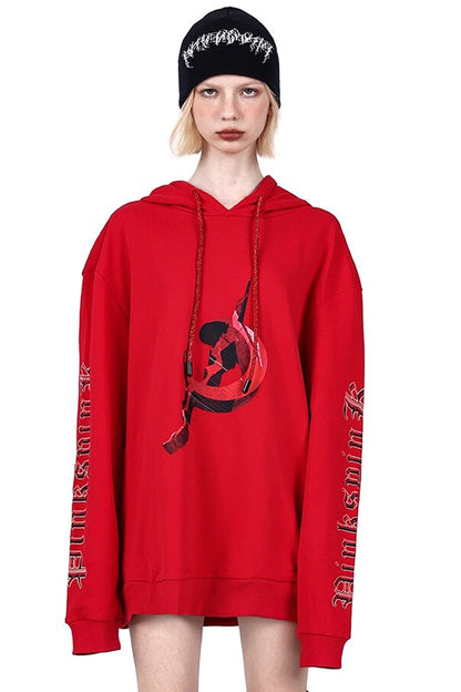 Electric Moon Diamond Drawstring Hoodie