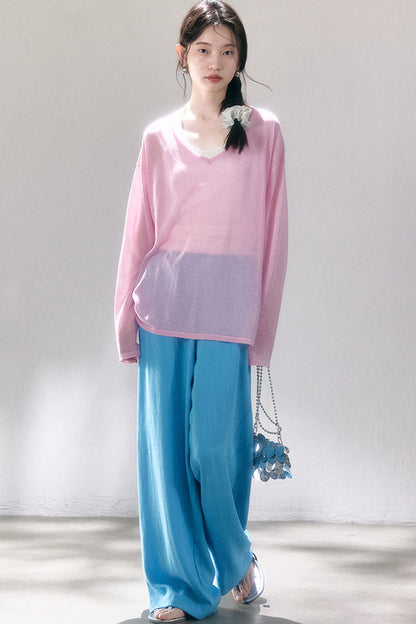 Linen Blend Air Wide-Leg Trousers