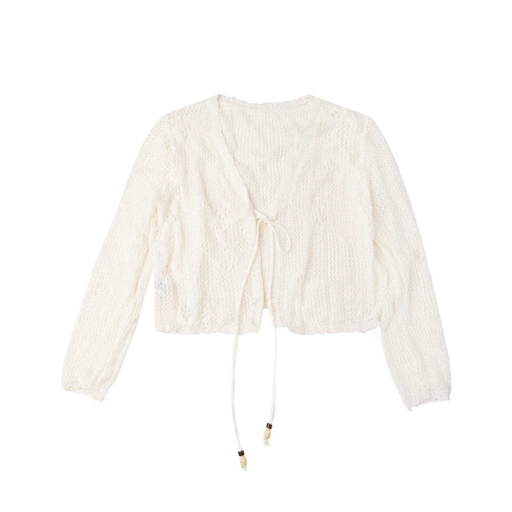 Cardigan romantico retrò floreale traforato