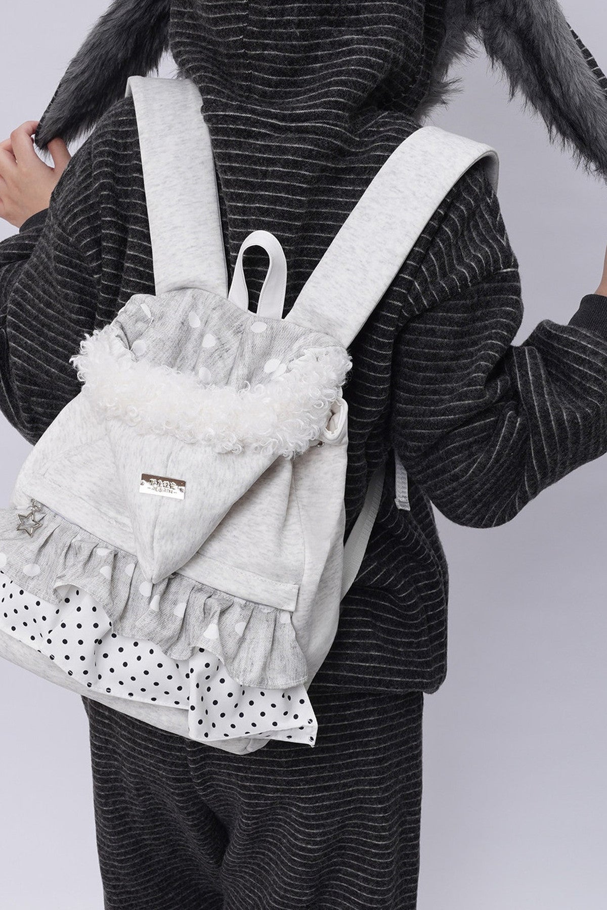 Furry Pleated Ballet Backpack