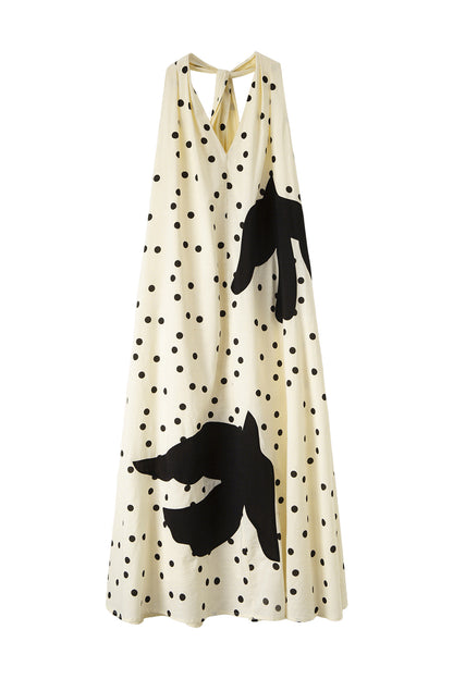 Polka Dot Bird Halter Dress