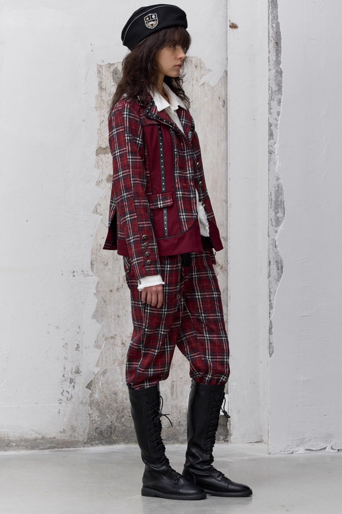 Punk Badge Plaid Jacket