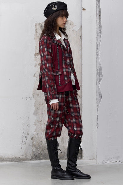 Punk Badge Plaid Jacket