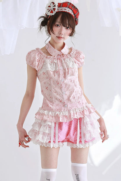 Pink Polka Dot Lolita Tutu Shorts