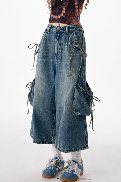 Cargo-Jeans mit weitem Bein