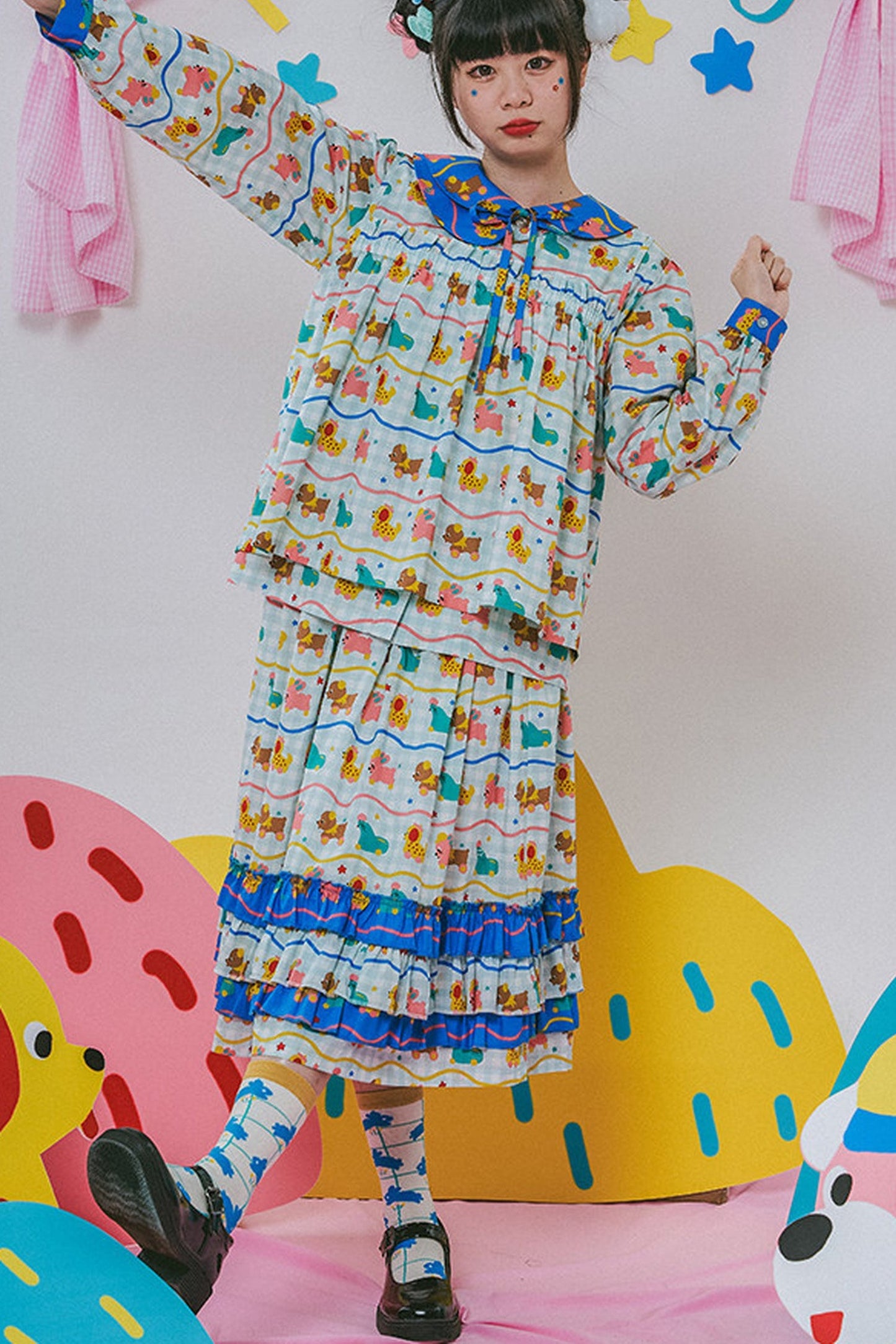 Printed Lace Patchwork Skirt