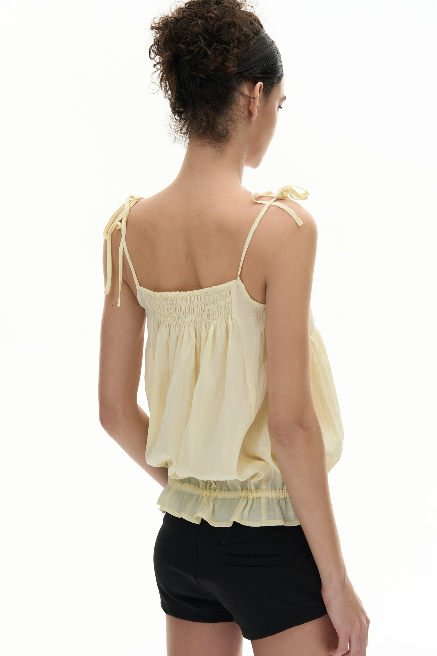 Slightly Glossy Loose Waist-Tie Camisole