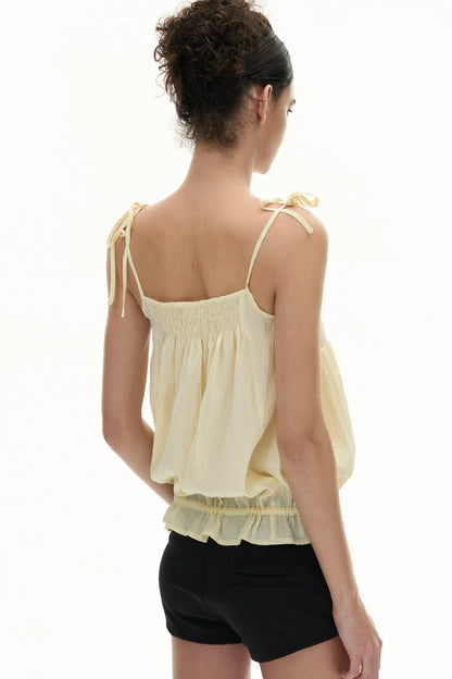 Slightly Glossy Loose Waist-Tie Camisole