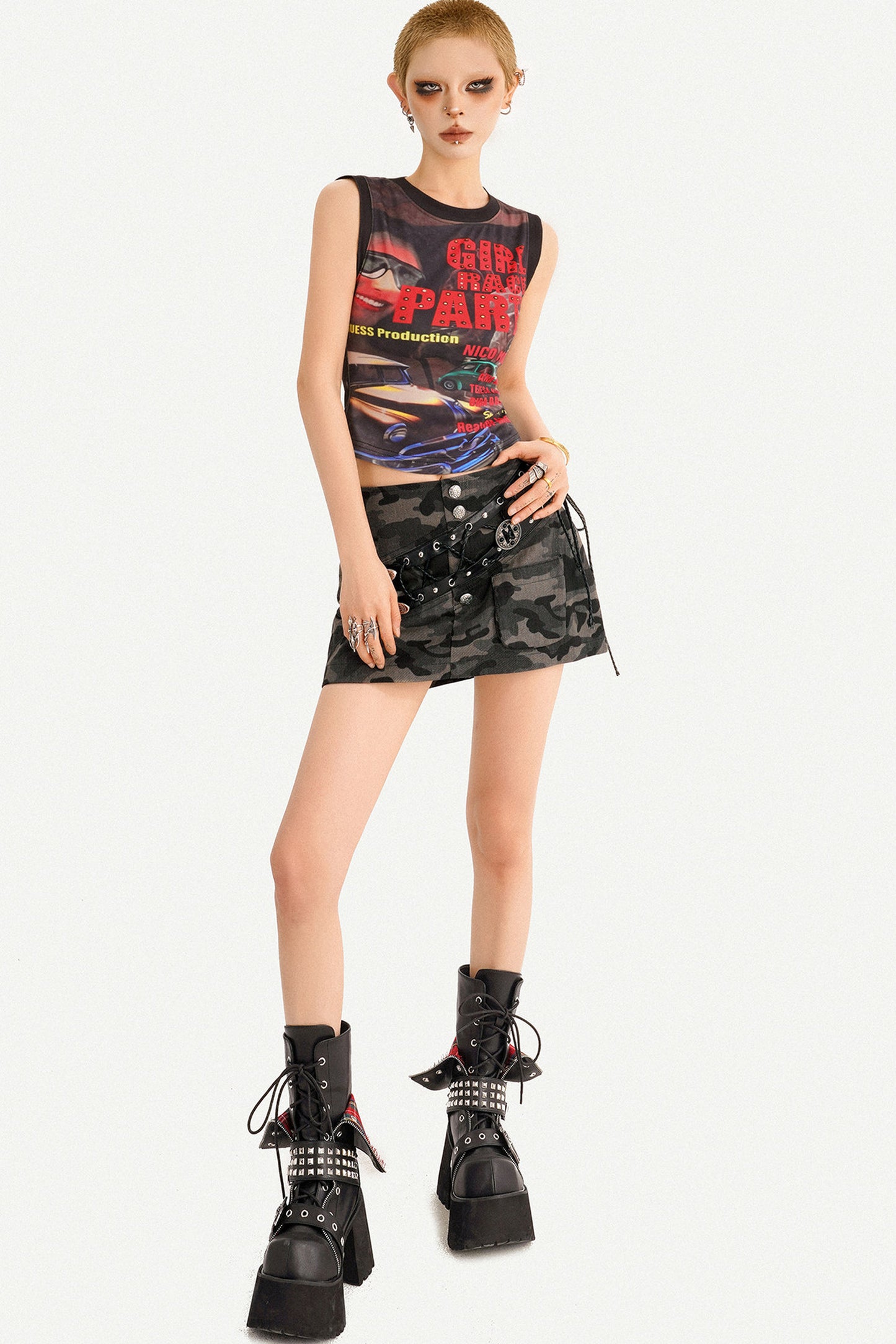 Gilet rock con graffiti americani
