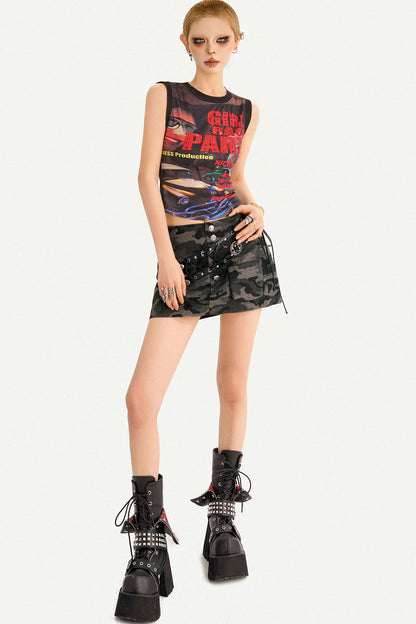 Gilet rock con graffiti americani