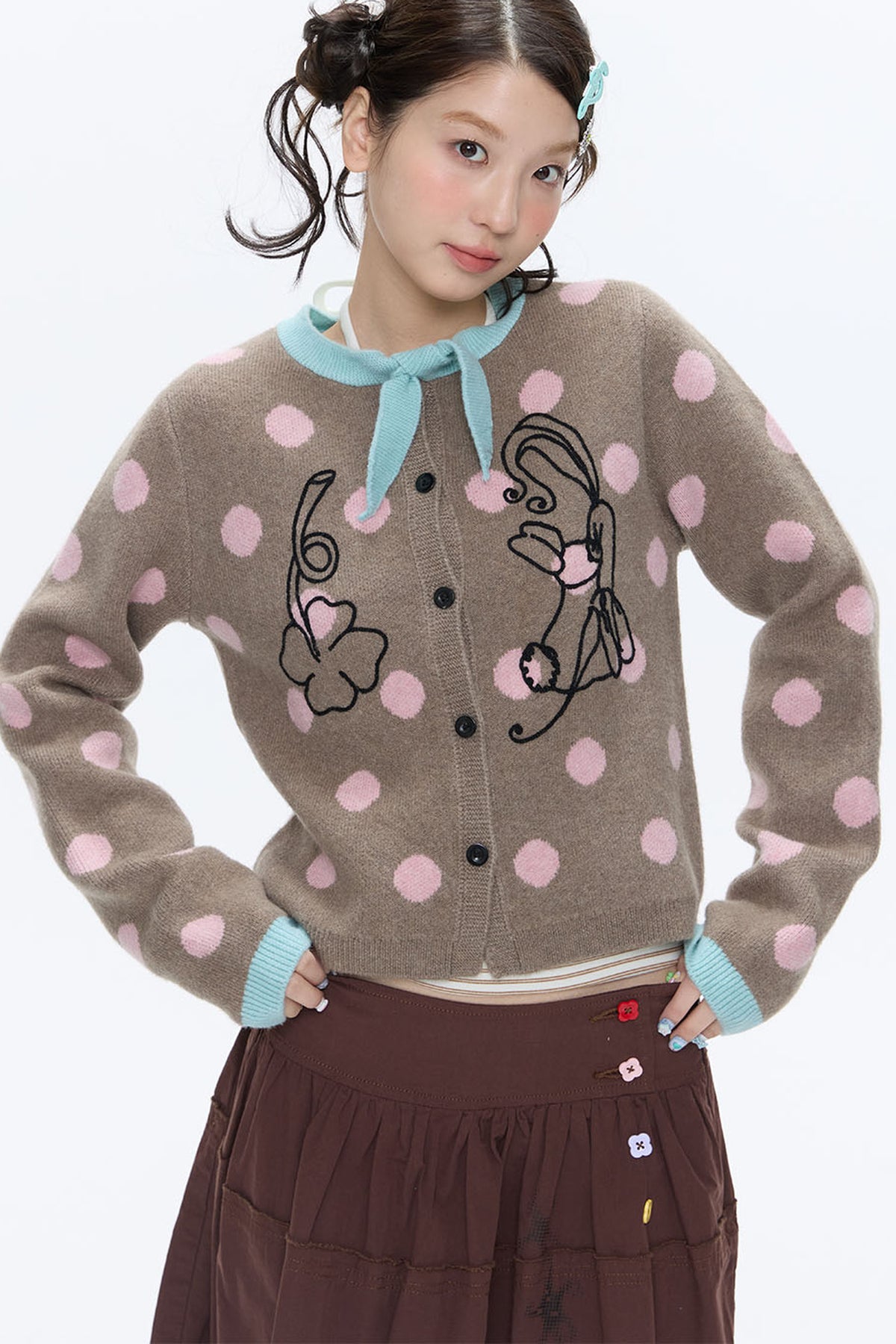 Mint Green Polka Dot Cardigan