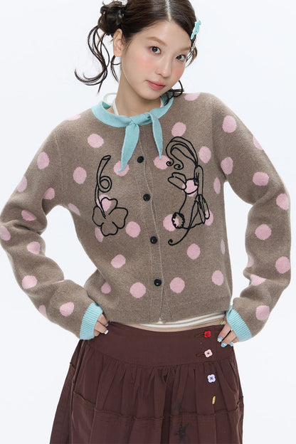 Mint Green Polka Dot Cardigan
