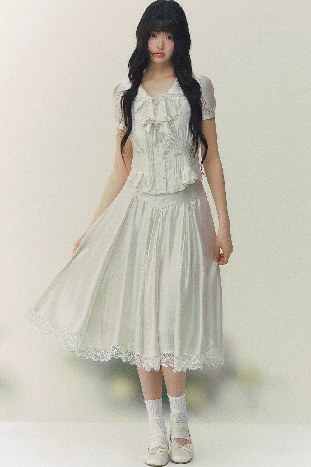 White Tulip Shirt Skirt Set-Up