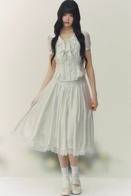 White Tulip Shirt Skirt Set-Up