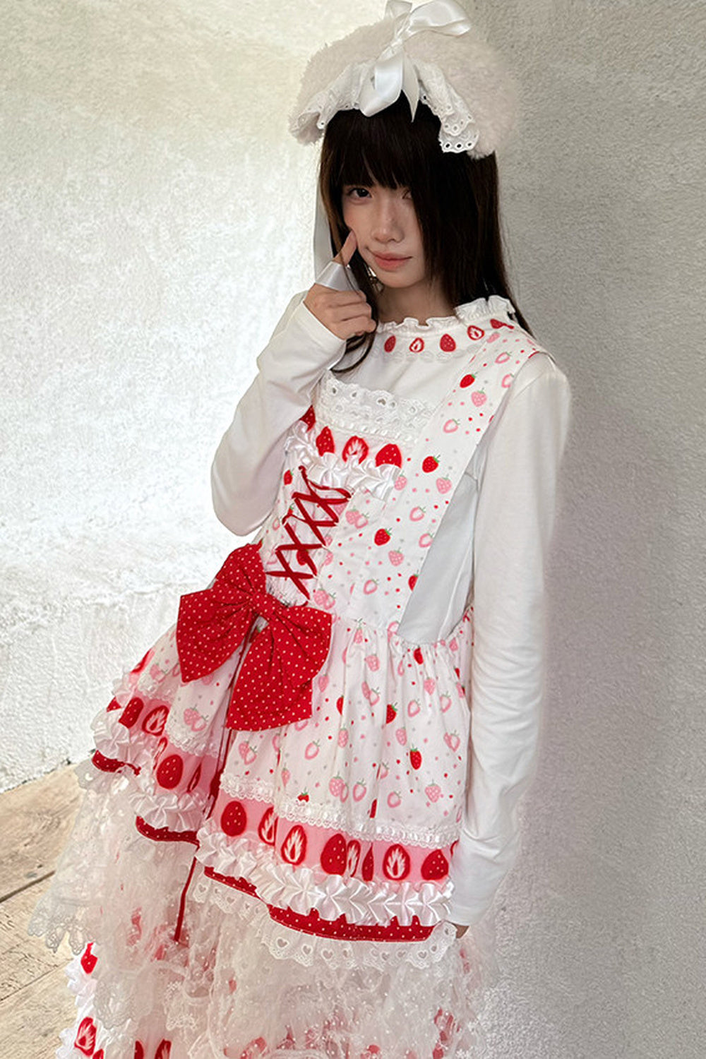 Strawberry Lace Collar Top