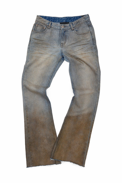 Gradient Mud-Dyed Straight-Leg Flared Jeans