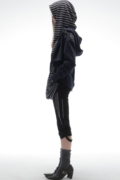 Metal Rhinestone Stretch Capri Pants