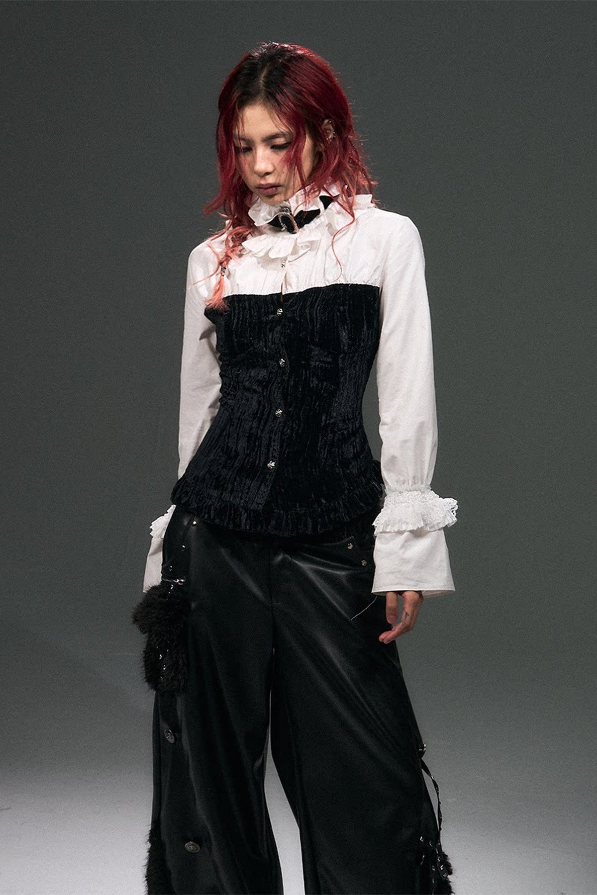Retro Punk Velvet Bell Sleeve Shirt
