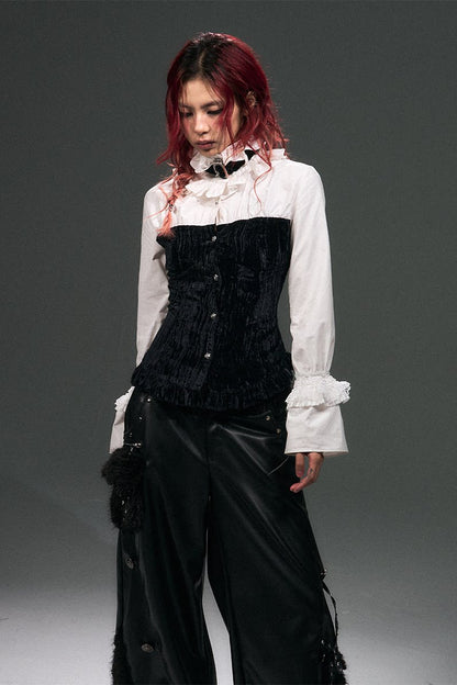 Retro Punk Velvet Bell Sleeve Shirt