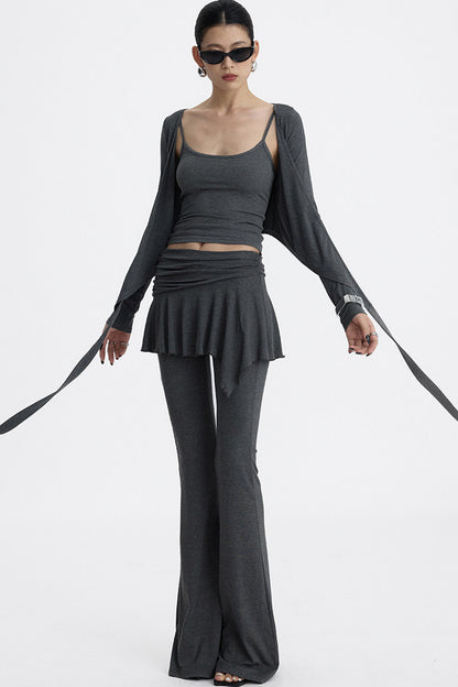 Faux Two-Piece Lyocell Flared Pants Set-Up