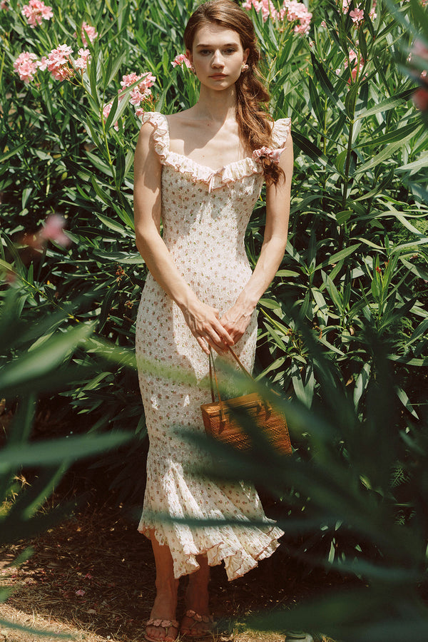 High-Waisted Fishtail Floral Dress Set-Up