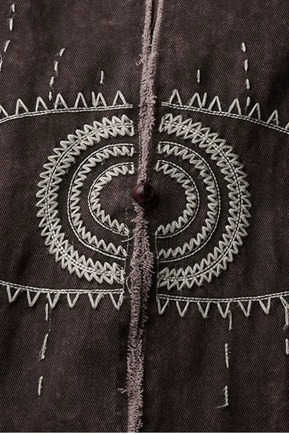 Red-Brown Quilted Embroidered Long Hooded Trench Coat